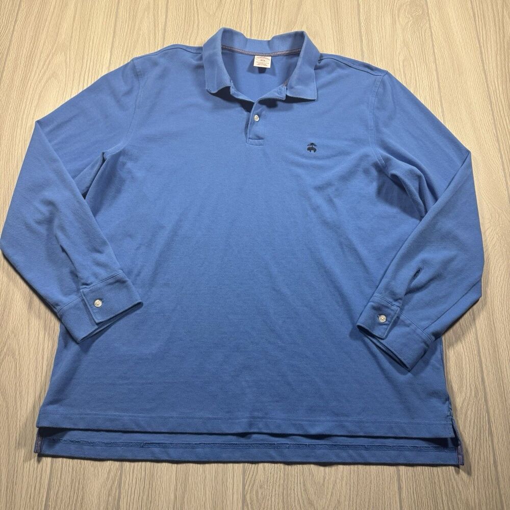 Brooks Brothers LS Performance Polo Men’s XL Blue Logo 1818